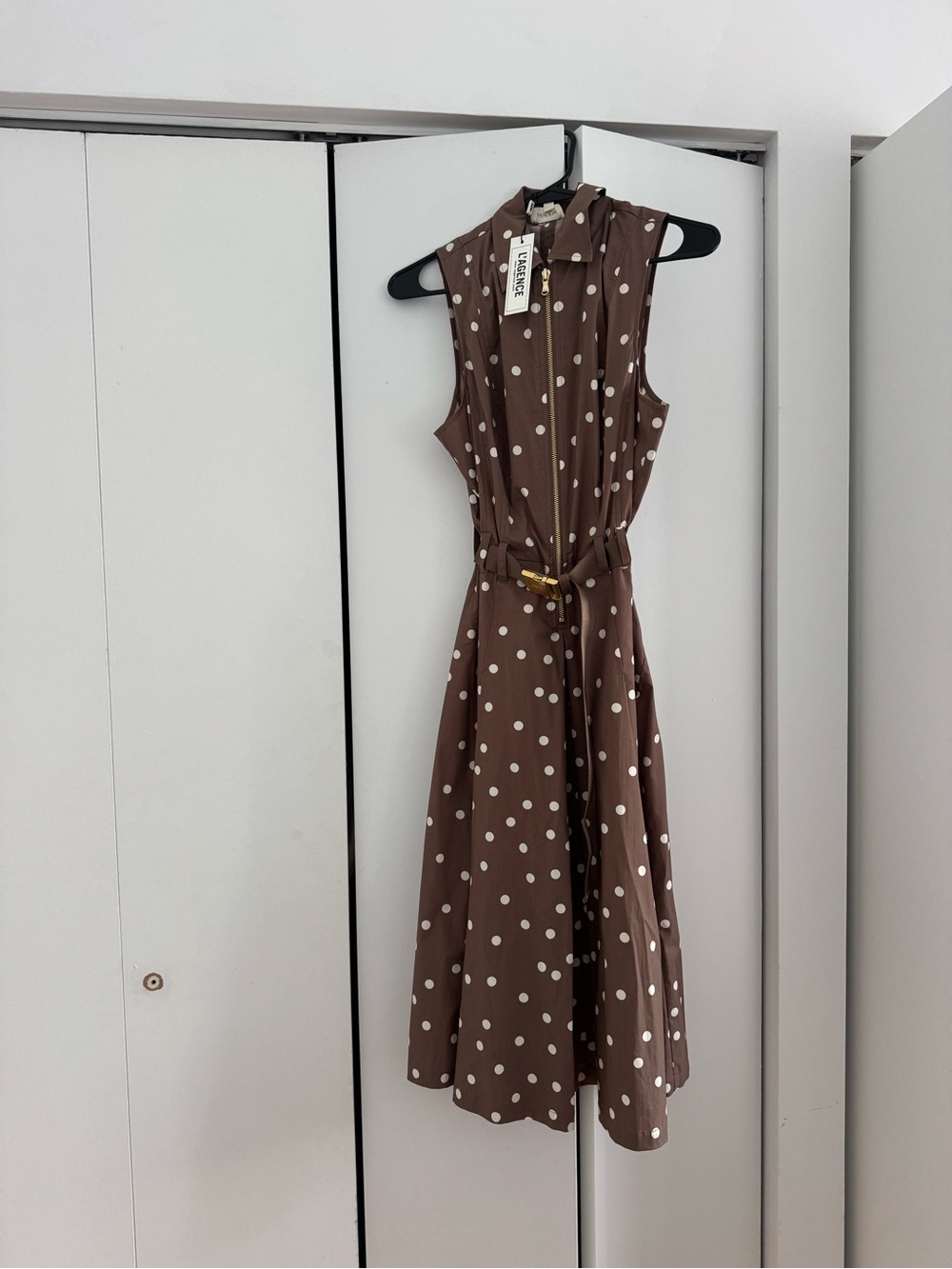 NEW WITH TAGS! Polka Dot Sleeveless A-Line Dress in Brown - L’AGENCE